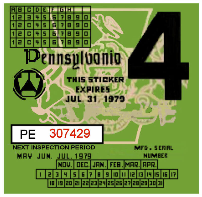 1973-1 Pennsylvania INSPECTION Sticker - $25.00 : Bob Hoyts Classic ...